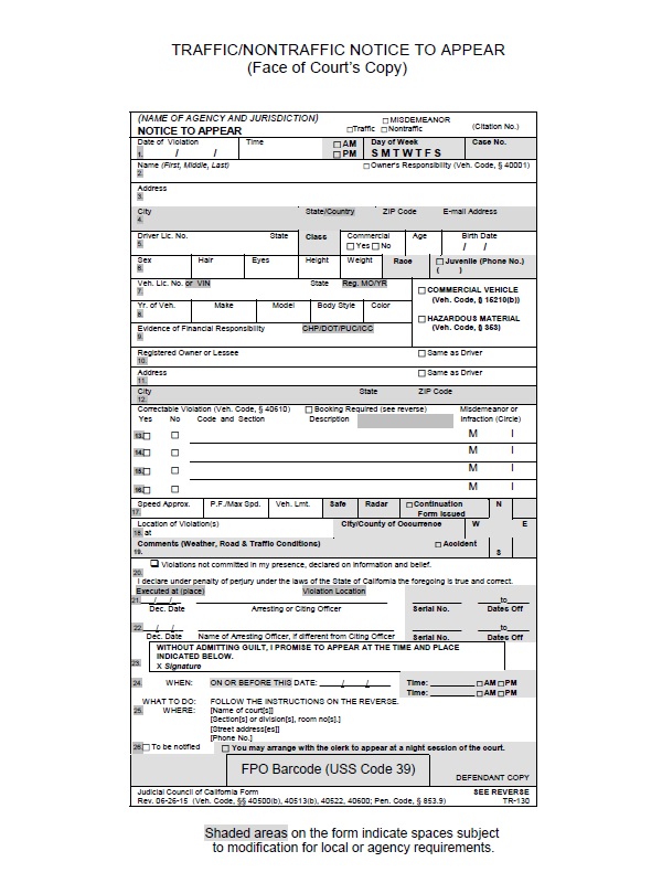 How Do I Read My Traffic Citation County Of Alameda Superior Court